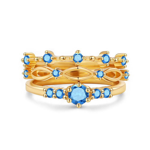 Braided Birthstone Stacking Ring Set