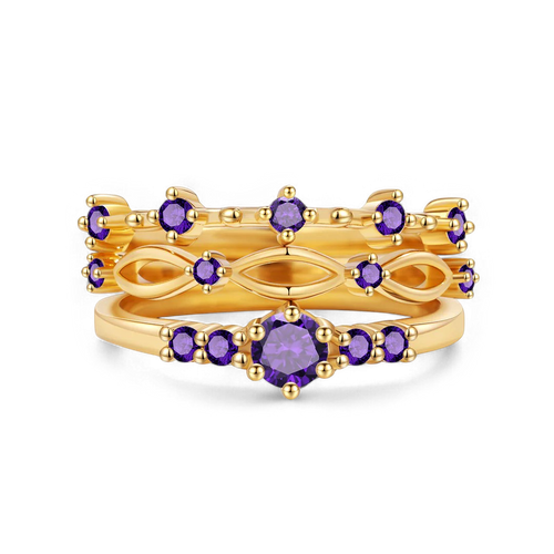 Braided Birthstone Stacking Ring Set