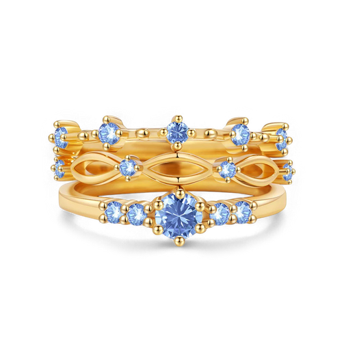 Braided Birthstone Stacking Ring Set