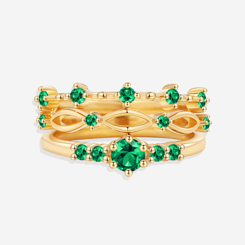 Braided Birthstone Stacking Ring Set