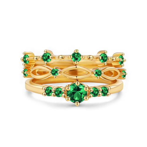 Braided Birthstone Stacking Ring Set