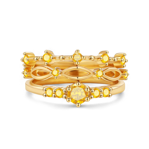 Braided Birthstone Stacking Ring Set