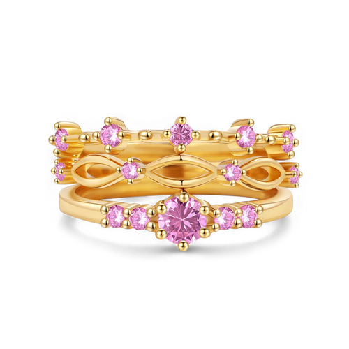 Braided Birthstone Stacking Ring Set