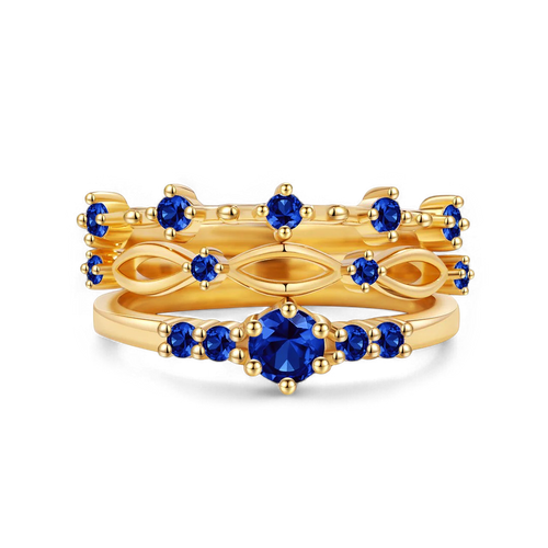 Braided Birthstone Stacking Ring Set