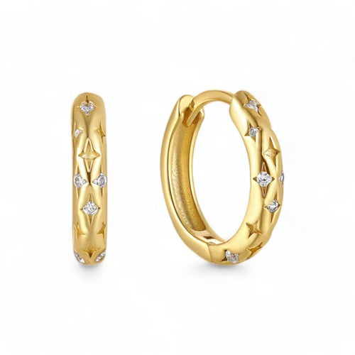 Falling Stars Huggie Hoop Earrings