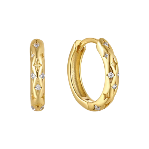 Falling Stars Huggie Hoop Earrings