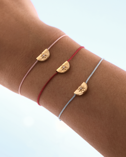 Yellow Gold Vermeil Lotus of Hope Cord Bracelet - Cloud Blue