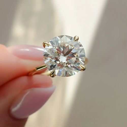 Crescent Solitaire Engagement Ring With Old Euro Cut Diamond