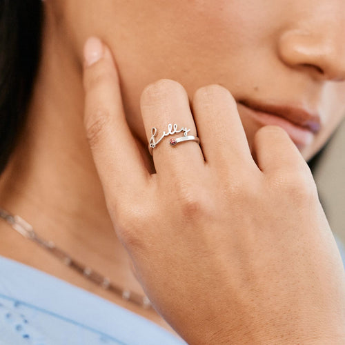 Custom Name Birthstone Ring
