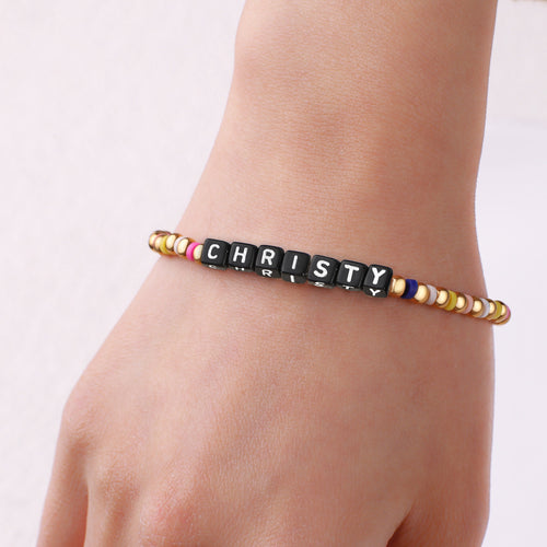 Custom Waterproof Rainbow Beaded Friendship Bracelet