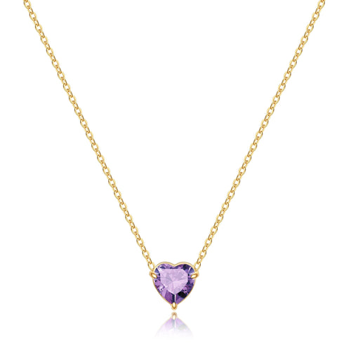 Dainty Birthstone Heart Necklace