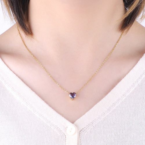 Dainty Birthstone Heart Necklace