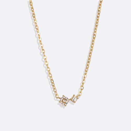 Dainty Birthstone Solitaire Necklace with Diamond Accent