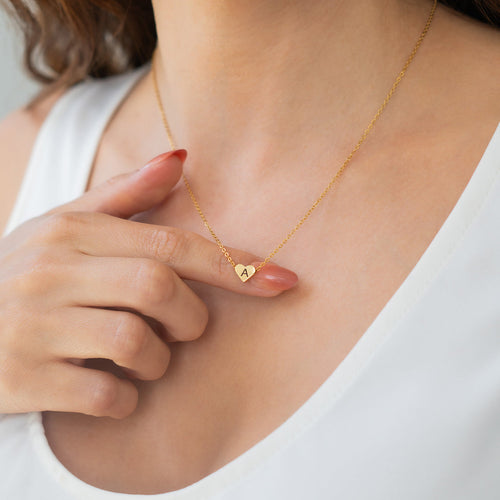 Dainty Heart Initial Necklace
