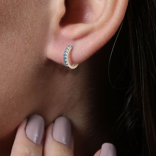 Gemstone Sleeper Huggie Hoop Earrings