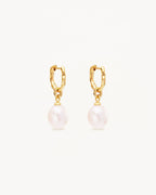 Yellow Gold Vermeil Embrace Stillness Pearl Hoops