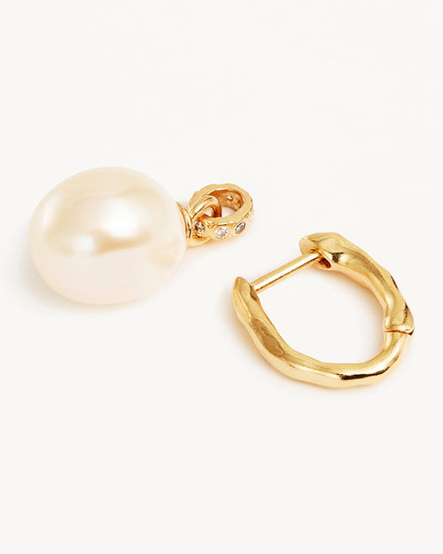Yellow Gold Vermeil Embrace Stillness Pearl Hoops