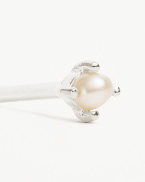 White Gold Vermeil Moonlight Pearl Stud Earrings
