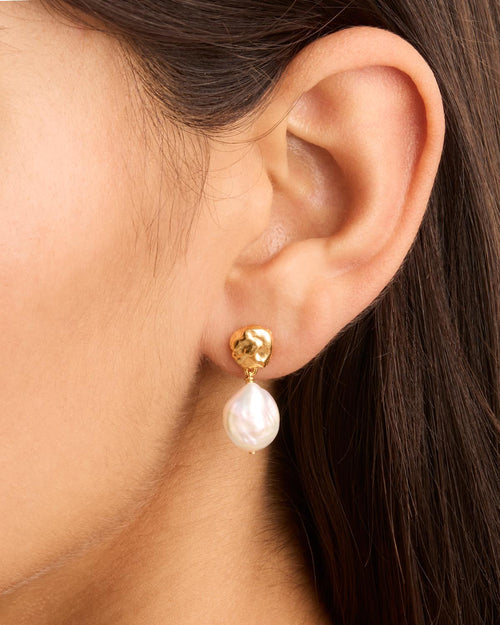 Yellow Gold Vermeil Endless Grace Pearl Drop Earrings