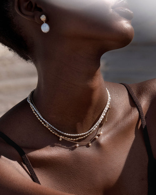 Yellow Gold Vermeil Endless Grace Pearl Drop Earrings