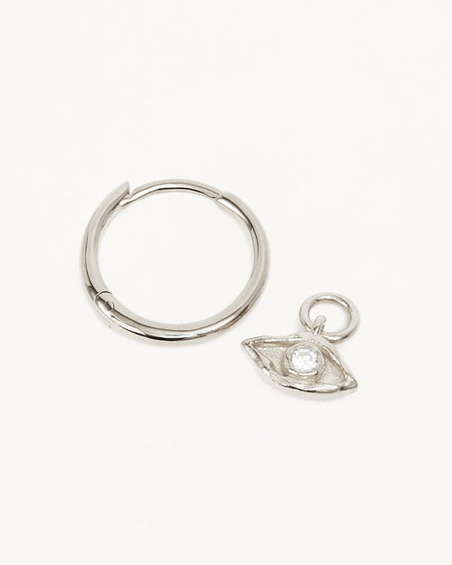 White Gold Vermeil I am Protected Hoops