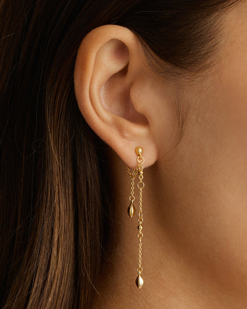 Yellow Gold Vermeil Luck and Love Chain Earrings