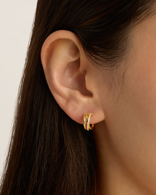 Yellow Gold Vermeil Entwined Hearts Hoops