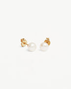 Yellow Gold Vermeil Floating On Air Pearl Stud Earrings - 6mm