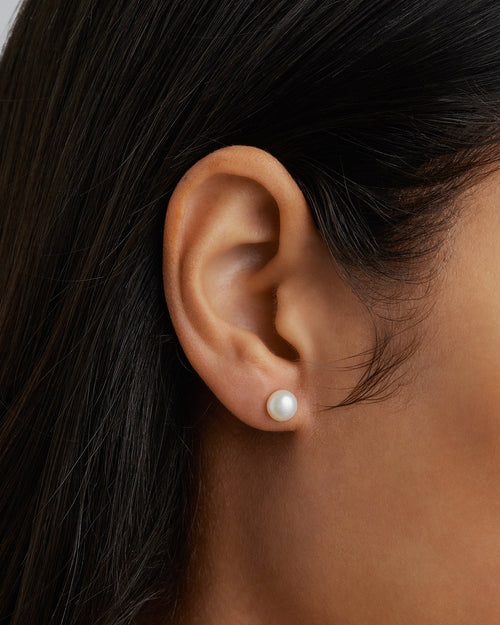 Yellow Gold Vermeil Floating On Air Pearl Stud Earrings - 6mm