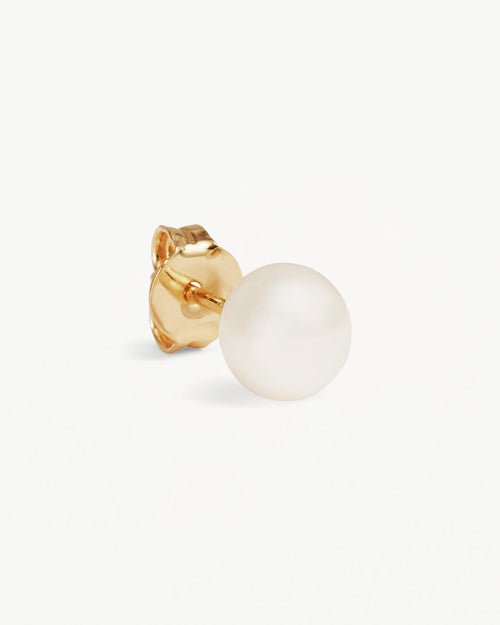 Yellow Gold Vermeil Floating On Air Pearl Stud Earrings - 6mm