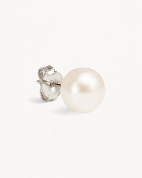 White Gold Vermeil Floating On Air Pearl Stud Earrings - 8mm