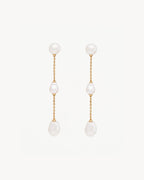 Yellow Gold Vermeil Forever Moments Pearl Chain Earrings