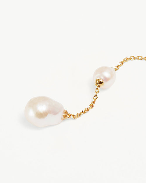 Yellow Gold Vermeil Forever Moments Pearl Chain Earrings