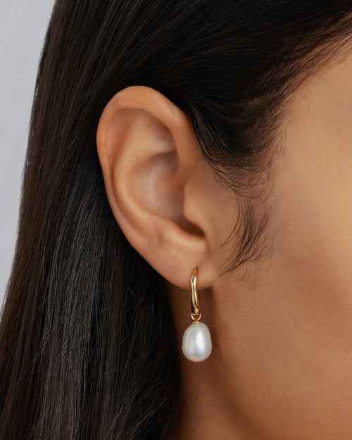 Yellow Gold Vermeil Harmony Pearl Hook Earrings