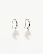 White Gold Vermeil Harmony Pearl Hook Earrings