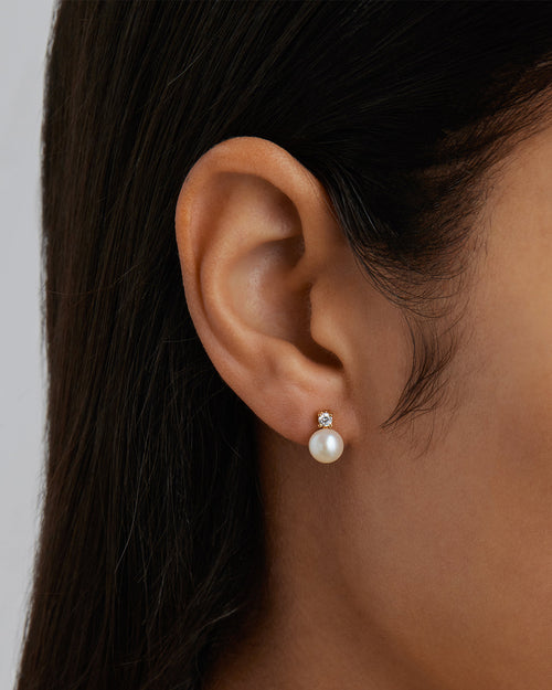 Yellow Gold Vermeil Moments With You Pearl Stud Earrings - 6mm