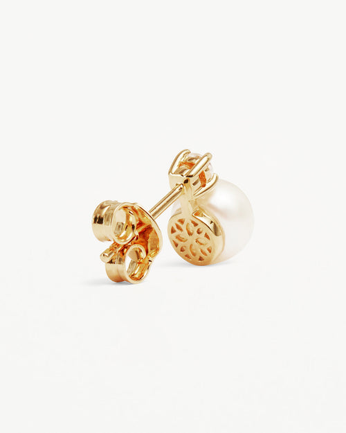Yellow Gold Vermeil Moments With You Pearl Stud Earrings - 6mm