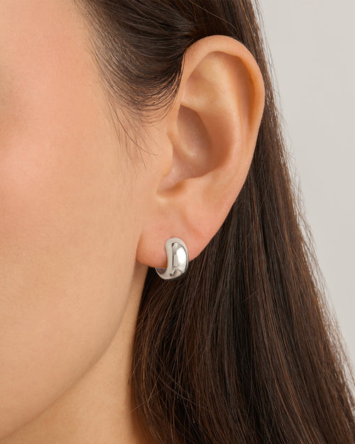 White Gold Vermeil Bold Huggie Hoops