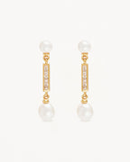 Yellow Gold Vermeil Breathe Pearl Drop Earrings