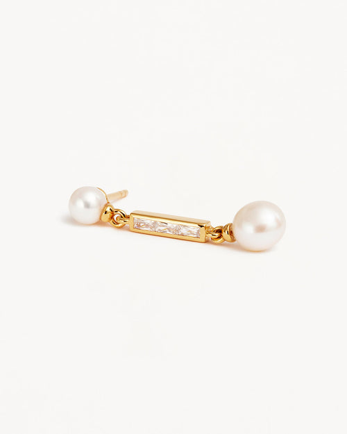 Yellow Gold Vermeil Breathe Pearl Drop Earrings