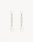 White Gold Vermeil Breathe Pearl Drop Earrings