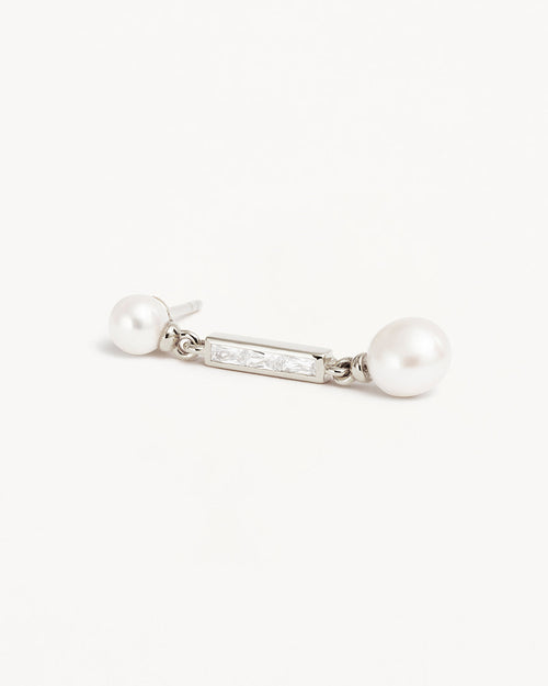 White Gold Vermeil Breathe Pearl Drop Earrings