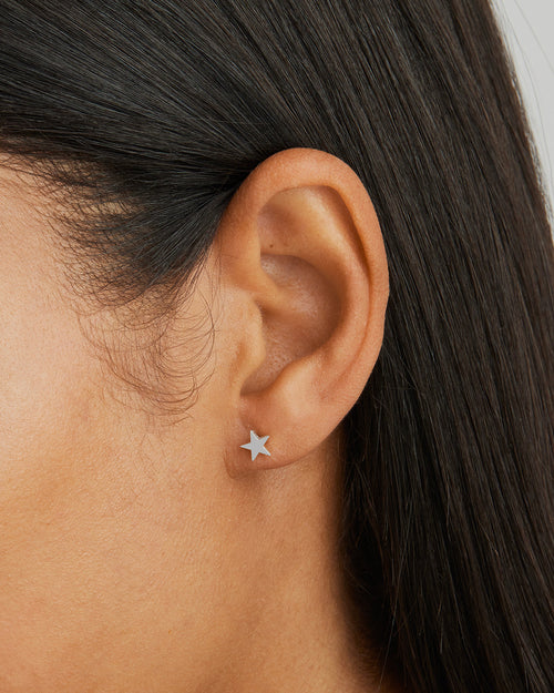 White Gold Vermeil Wishing on a Star Stud Earrings