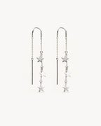 White Gold Vermeil Star Bright Thread Earrings