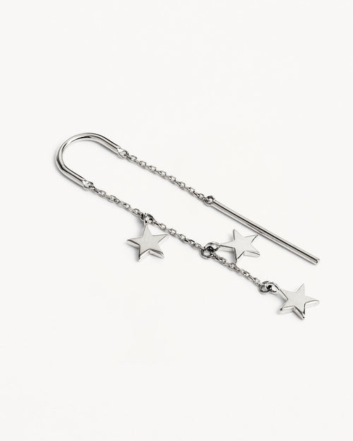 White Gold Vermeil Star Bright Thread Earrings