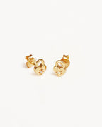 Yellow Gold Vermeil Crystal Lotus Heart Padlock Stud Earrings