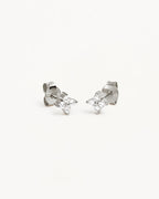 White Gold Vermeil Crystal Bloom Stud Earrings