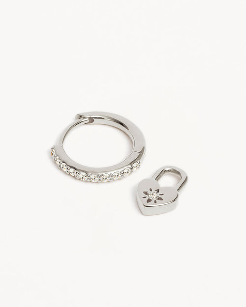 White Gold Vermeil Love Unlocked Padlock Hoops