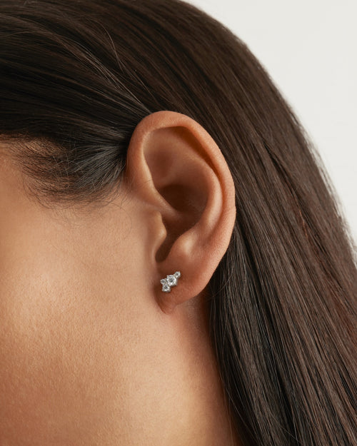 White Gold Vermeil Mist Stud Earrings