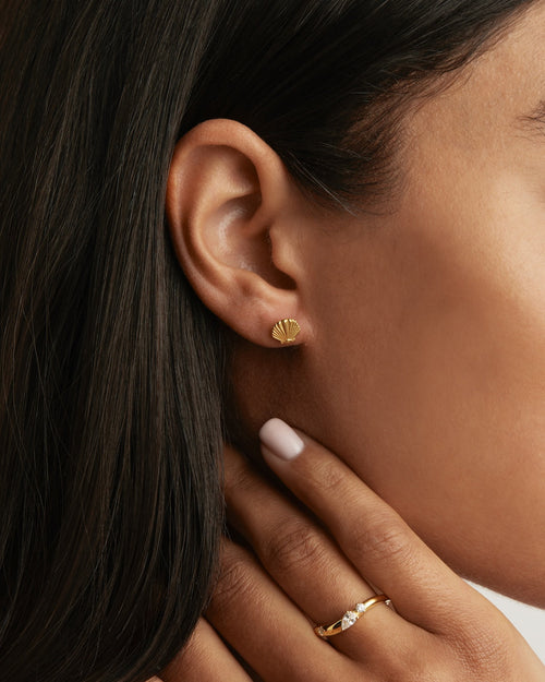 Yellow Gold Vermeil By the Shore Shell Stud Earrings